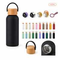Bouteille d'eau isotherme en acier inoxydable 304 à double paroi, design moderne, avec couvercle en bambou et joint sous vide anti-fuite pour la rentrée scolaire