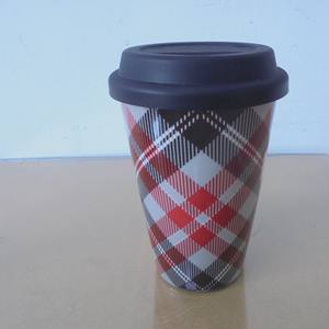 Mug à café en céramique à paroi simple avec logo personnalisé, <span class=keywords><strong>pour</strong></span> <span class=keywords><strong>emporter</strong></span>, avec couvercle en silicone - Product Image 4