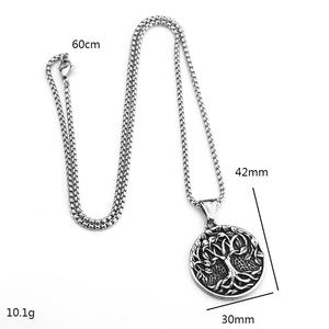 Collier Viking Arbre de Vie pour Homme, Yggdrasil en Acier Inoxydable Plaqué Or, Pendentif Cercle Géométrique, Amulette Nordique Celtique, Accessoires en Tissu - Product Image 2