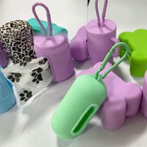 Distributeur portable de sacs à déjections pour animaux de compagnie en silicone, boîte de rangement pour sacs à crottes pour promenades en extérieur, produit promotionnel pour animaux de compagnie - Product Image 4