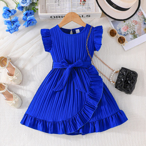 Robes d'été pour filles, manches à volants, vêtements <span class=keywords><strong>de</strong></span> fête d'anniversaire, couleur unie, robe <span class=keywords><strong>de</strong></span> princesse douce, pour les <span class=keywords><strong>vacances</strong></span> <span class=keywords><strong>des</strong></span> enfants - Product Image 5