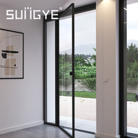 Porte battante en aluminium noir certifiée NFRC SUNGYE, insonorisée, avec verre trempé, fabrication directe d'usine, pour entrée principale de maison