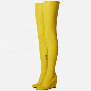 2022 Long Fashion <b>Shoes</b> Over Knee High Heel Boots Solid Wedge Heel Thigh High Women Boots Outdoor Sexy - Product Image 5