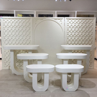 Support de présentation de table de mariage en acrylique blanc lisse, supports à gâteaux de mariage, support de fleurs de table, fournitures de décoration de mariage personnalisées