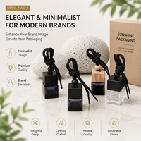 Bouteille diffuseur de parfum pour voiture en verre noir dégradé classique, vide, avec bouchon en bois noir personnalisé – Offre spéciale