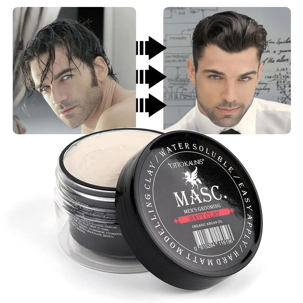 Crema per capelli Styling argilla opaca per uomo, pasta di cera per capelli modellante con finitura opaca, capacità di tenuta centrale senza lucentezza