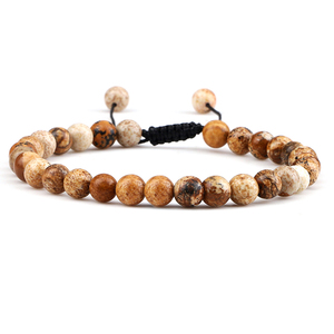 6mm Massive Perlen Natürliche Heilkraft Edelstein Kristall perlen Unisex verstellbare Makramee Armbänder - Product Image 3