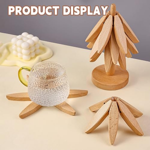 Eco-Friendly Polished Wooden <b>Christmas</b> <b>Tree</b> Decorative Table <b>Mats</b> Coasters Holder Trivets for Hot Dishes Cups - Product Image 5