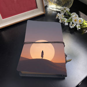 A6 Notebook Vintage fatto a mano con chiusura a cravatta spessa carta gialla dolce regalo di compleanno per il fratello con la donna luna deserto <span class=keywords><strong>Twil</strong></span> - Product Image 3