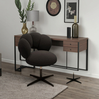 Chaise de maquillage moderne haut de gamme tabouret de coiffeuse de Style crème avec chaise à ongles rotative en tissu de laine d'agneau pour filles de chambre à coucher