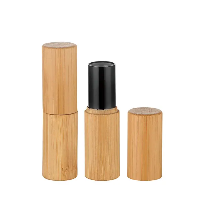 2022 empty bamboo lip balm tube organic pp lip stick 3ml / 3.5g 9mm natural bamboo lipstick tubes packaging