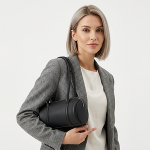 Bolso de Hombro/Bandolera Negro de Moda, Portátil, de PU Texturizado, con Correa Única y Cierre de Cremallera para Viajes Diarios - Product Image 6