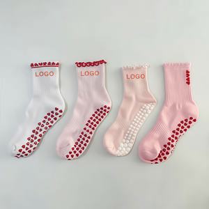 Custom Logo Yoga <b>Socks</b> Non-Slip <b>Grip</b> Pilates <b>Socks</b> with Breathable Knitted Design for Women Cotton Crew Wholesale - Product Image 1