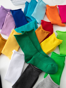 Remould custom made logo đầy màu sắc đồng bằng giản dị hàng ngày vớ phụ nữ <span class=keywords><strong>cotton</strong></span> crew slouch vớ bán buôn - Product Image 3