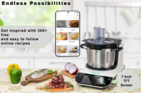 Aparato de cocina, pantalla táctil de 7 pulgadas, recetas integradas, Wifi, procesador de alimentos, Robot de cocina, mezclador termo multifuncional