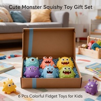 Lot de 6 jouets anti-stress Squishy Monstre Mignon à remontée lente en mousse PU, ensemble cadeau sensoriel