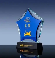 Logo personnalisé Plaque en cristal vierge clair Trophée en verre Trophée de récompense en cristal