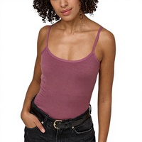 Débardeur de yoga sportif en tricot écologique pour femme avec logo personnalisé, col rond et bretelles spaghetti, idéal pour la gym et la course à pied