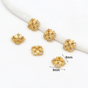 18k đúng màu vàng bảo quản dát Zircon TORUS bốn lá Phụ kiện Bead <span class=keywords><strong>cap</strong></span> DIY trang sức chất liệu <span class=keywords><strong>C21</strong></span> - Product Image 6