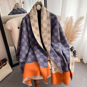 Sciarpa Invernale in <span class=keywords><strong>Cashmere</strong></span> per Donne, Pashmina Calda, <span class=keywords><strong>Sciarpe</strong></span> Coperta, Foulard Femminile di Lusso, Design di Marca, Scialle Avvolgente, Sciarpa Spessa - Product Image 2