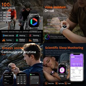 Montre intelligente de sport en plein air AK80, bracelet en silicone et en acier en <span class=keywords><strong>option</strong></span>, étanche IP68, suivi des données de santé toute la journée, montre intelligente Bluetooth - Product Image 4