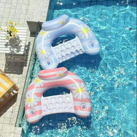 Chaises de piscine gonflables pour adultes avec porte-gobelets, flotteurs gonflables, tapis de chaise, divertissement aquatique estival relaxant, chaise de piscine en forme de U