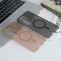 Fundas Magnéticas Inalámbricas para Teléfono Móvil con Textura Arenada Transparente y Antihuellas para Samsung S25 Ultra S24