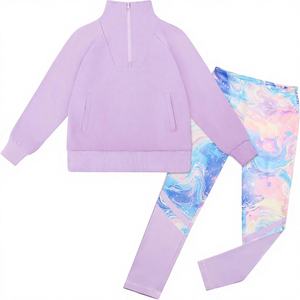 Ensemble de survêtement 2 pièces pour adolescentes : <span class=keywords><strong>Sweat</strong></span>-shirt à manches longues et leggings – Idéal pour la rentrée scolaire – Polyester et élasthanne – Mignon - Product Image 1
