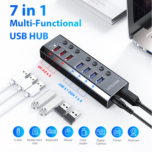 <span class=keywords><strong>RSHTECH</strong></span> Hub USB 3.0 con Fuente de Alimentación de 36W, Carga Rápida QC, Transferencia de Datos, 7 Puertos, Hub USB con Alimentación para Laptop, PC, MacBook - Product Image 2