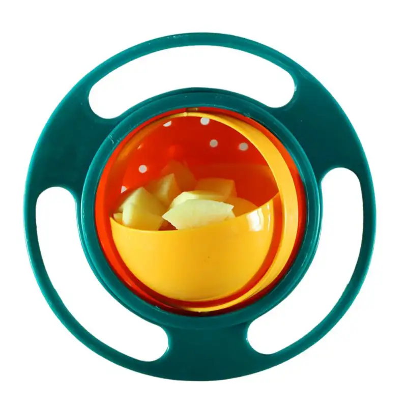 Cibo di buona qualità Safty ciotola rotante giroscopica a 360 gradi ciotola di equilibrio in plastica per bambini ciotola di plastica per bambini senza fuoriuscite con coperchio