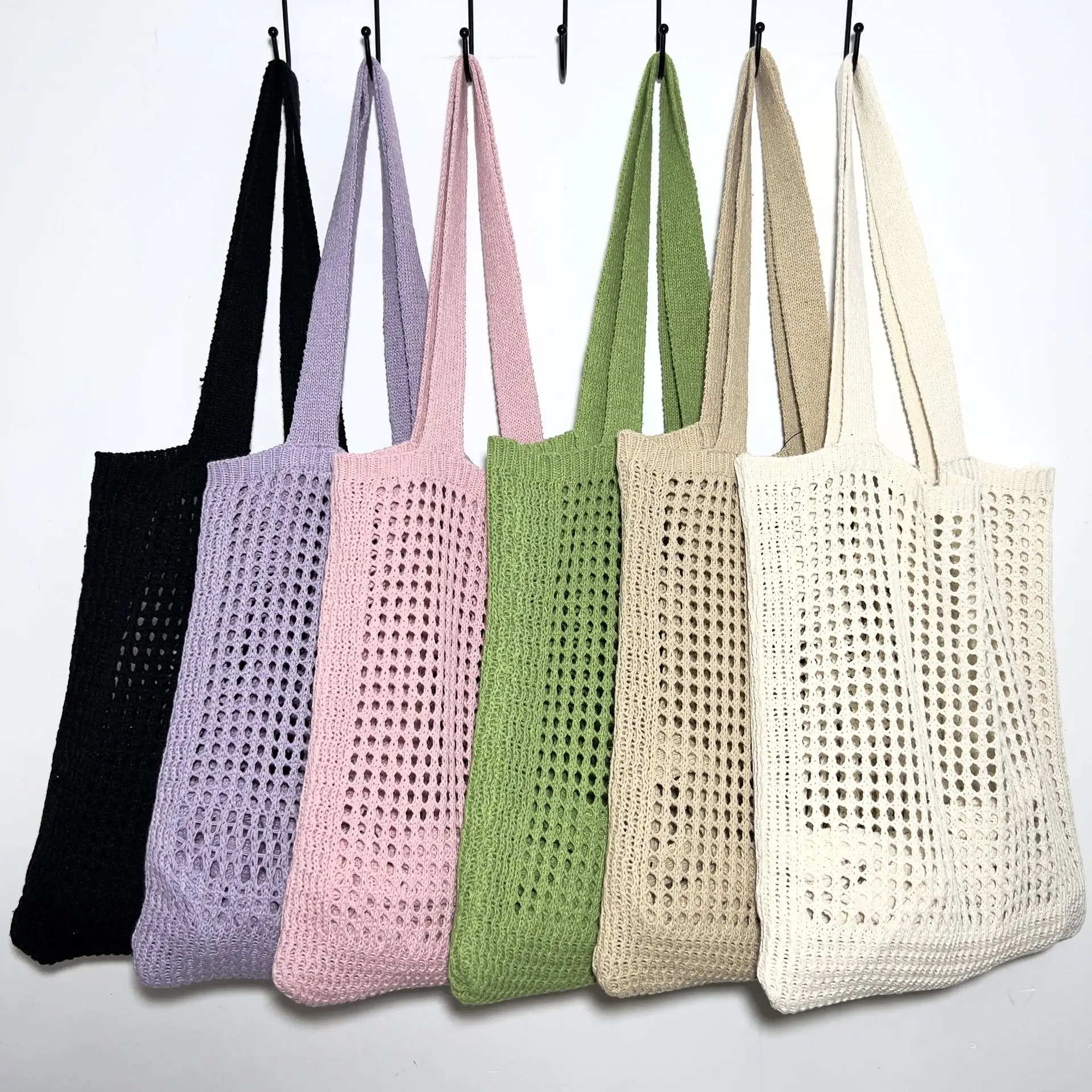 Latest Korea INS Knitted Fashion Ladies Shoulder Bag Handbag Large Capacity Tote Bags Crochet Knitting Hollow Out Handbags