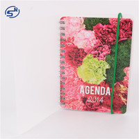 Vente en gros Agenda quotidien personnalisé non daté A6 Cahier d'agenda à spirale en métal 63 feuilles Couverture PP Impression thermique en lin