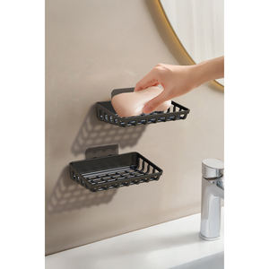 Banyor 6-Piece Bathroom Organizer <b>Set</b> Metal Adhesive Wall Mount Soap Dish <b>Toothbrush</b> <b>Holder</b> Shampoo Rack Minimalist Design - Product Image 4