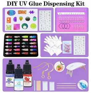 High Quality DIY UV Resin Jewelry Kit MODEL Keychain Hard Crystal Clear Epoxy Fast Curing Silicone <b>Molds</b> Glitter Foil Flowers - Product Image 6