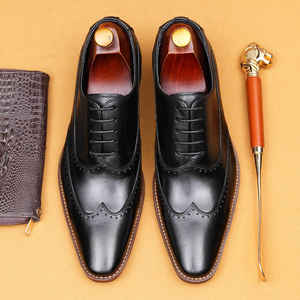 Mocassins en cuir véritable à bout pointu pour hommes, à lacets, avec empeigne en trois parties, résistants à l'usure, désodorisants, pour affaires et occasions formelles - Product Image 4