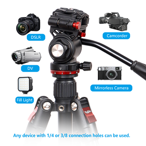 Trípode Profesional Portátil de Aleación de Aluminio con Cabezal de Amortiguación Hidráulica, Placa de Liberación Rápida y Mango Telescópico para Cámara DSLR - Product Image 5