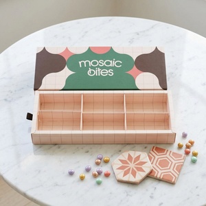 Custom Biodegradable <b>Foldable</b> Square <b>Box</b> Food Safe Cardboard Packaging for Cookies Candy Macarons - Product Image 1