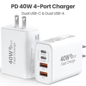 อะแดปเตอร์ชาร์จเร็วแบบพกพา Dual USB-C 9V2A GaN 40W PD 3.0 สำหรับ <span class=keywords><strong>iPhone</strong></span> 16/15 14 13 12 Samsung Galaxy S24 - Product Image 1