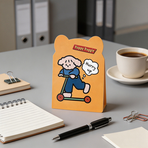 Happy Doggie Cartoon <b>Memo</b> <b>Pad</b> Orange Bear Shape Non-Adhesive Colorful Design for Desk Use - Product Image 5