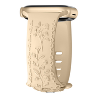 Bracelet en silicone 3D en relief et fleur en silicone souple gravée pour Apple Watch 10 (WB1044T)