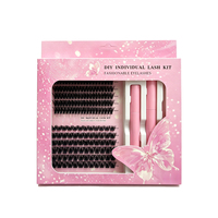 Kit de cils en grappe DIY personnalisables, fabriqués à la machine, en faux vison 60D préfabriqués, 12 rangées, 10-15mm mélangées, réutilisables, vente en gros