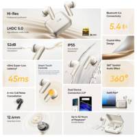 Écouteurs sans fil Realme Buds Air 7 avec réduction de bruit intelligente ANC 52 dB, batterie 480 mAh, Bluetooth 5.4, IP55, écouteurs TWS