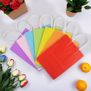 Bán buôn màu hồng màu xanh lá cây đầy màu sắc tùy chỉnh logo của riêng bạn xử lý trắng đen thủ công mua sắm quà tặng lớn nhỏ màu nâu kraft túi giấy - Product Image 3