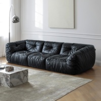 Canapé modulable Zayshine en cuir de luxe italien minimaliste 3 places pour salon, appartement et villa