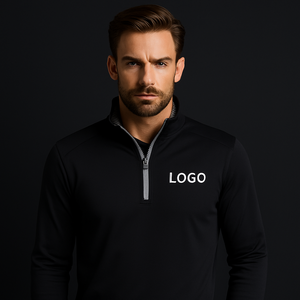 Otoño Slim Quarter Zip Collar Golf Pullover Sudadera Bordado personalizado 1/4 Zip Cotton Hoodie Plaid Ligero en blanco - Product Image 1