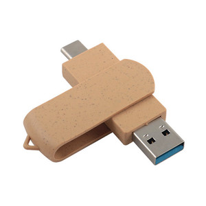 Mu-001 Mát Tái Chế Chất Liệu Di Động Ổ Đĩa Flash 1Tb Bộ Nhớ USB Rơm Lúa Mì Xoay 128GB Bút Ổ Đĩa Pendrive 2 in1 Key Stick - Product Image 5