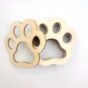 10個の足の爪の形未完成の木製DIY工芸品ペットの犬猫の足木製のカットアウトウッドディスク家庭用DIYプロジェクトクラフト