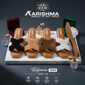 KARISHMA – Tongs noires à enfiler pour femme, à bout ouvert, avec semelle compensée et boucle, durables, décontractées, pour l'été, chaussures d'intérieur - Product Image 2
