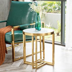 Wholesales Marble Top <b>Round</b> Corner <b>Tables</b> Luxury <b>Gold</b> Stainless Steel Frame <b>Side</b> <b>Table</b> Living Room Beside Sofa End <b>Table</b> - Product Image 6
