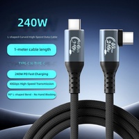 Kabel Data USB 4 Sudut Kanan 240W Anyaman Kepang Ganda Tipe-C Pengisian Cepat 40G Kecepatan Tinggi Proyeksi Layar 8K